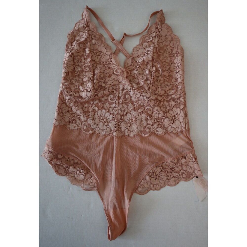 HAH - Hot as Hell Women's Sz Large Copper Rose Lace Smarty Pants Thong Bodysuit